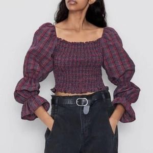 Zara Balloon Sleeve Crop Top